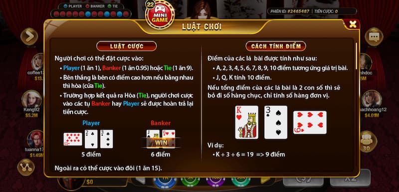 Cách tính điểm của 33Win Baccarat